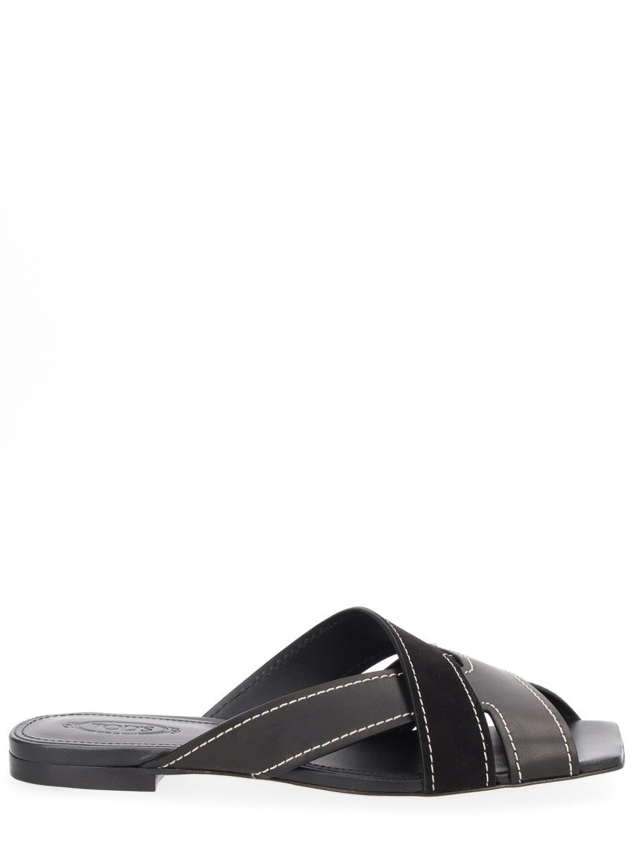 Tod's Women's Cross Strap Sandal Black