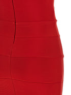 ROTATE Birger Christensen Crossed Band Dress Red, view 4