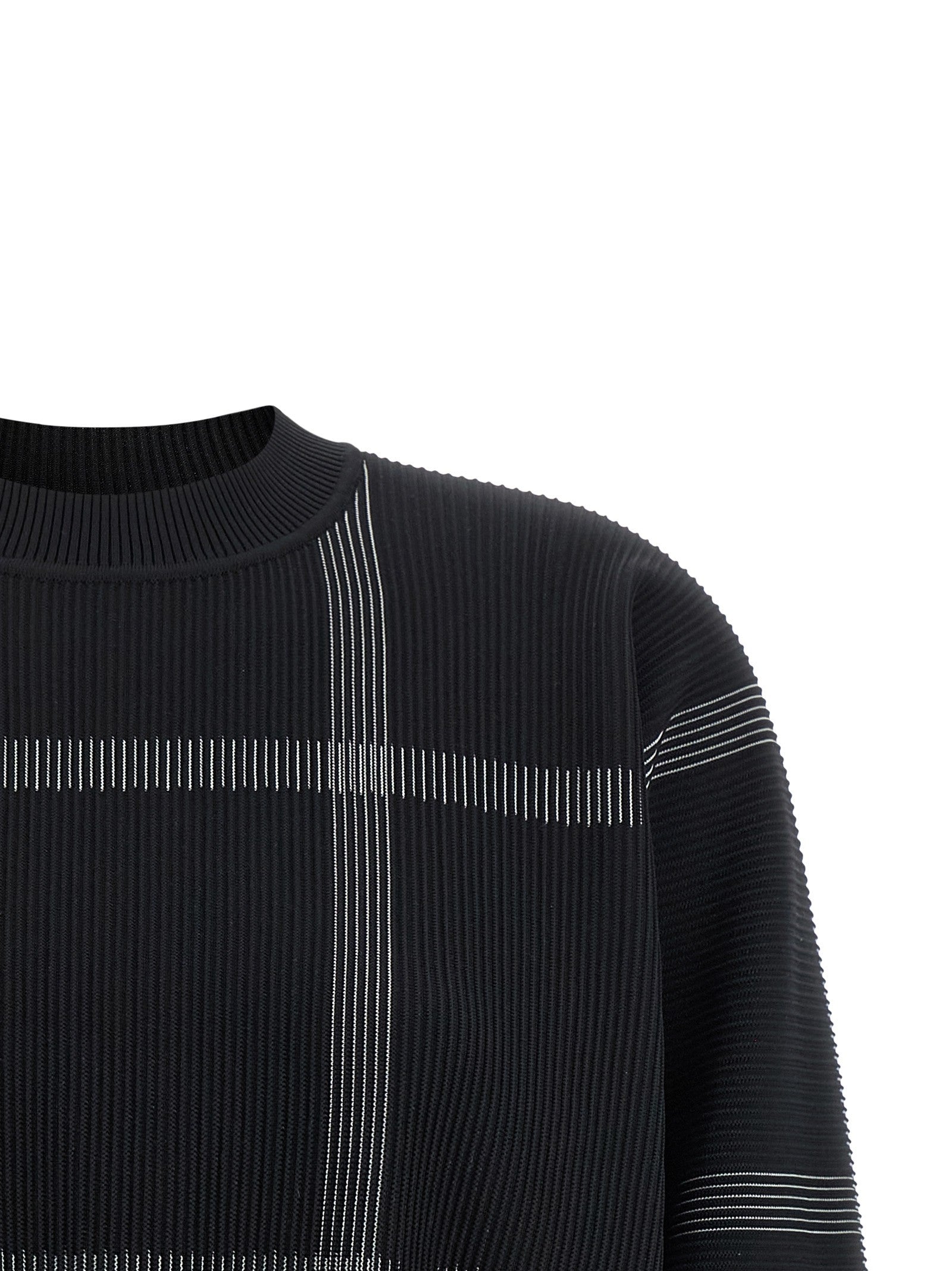 Pleats Please Issey Miyake Crossing Knit Sweater Black