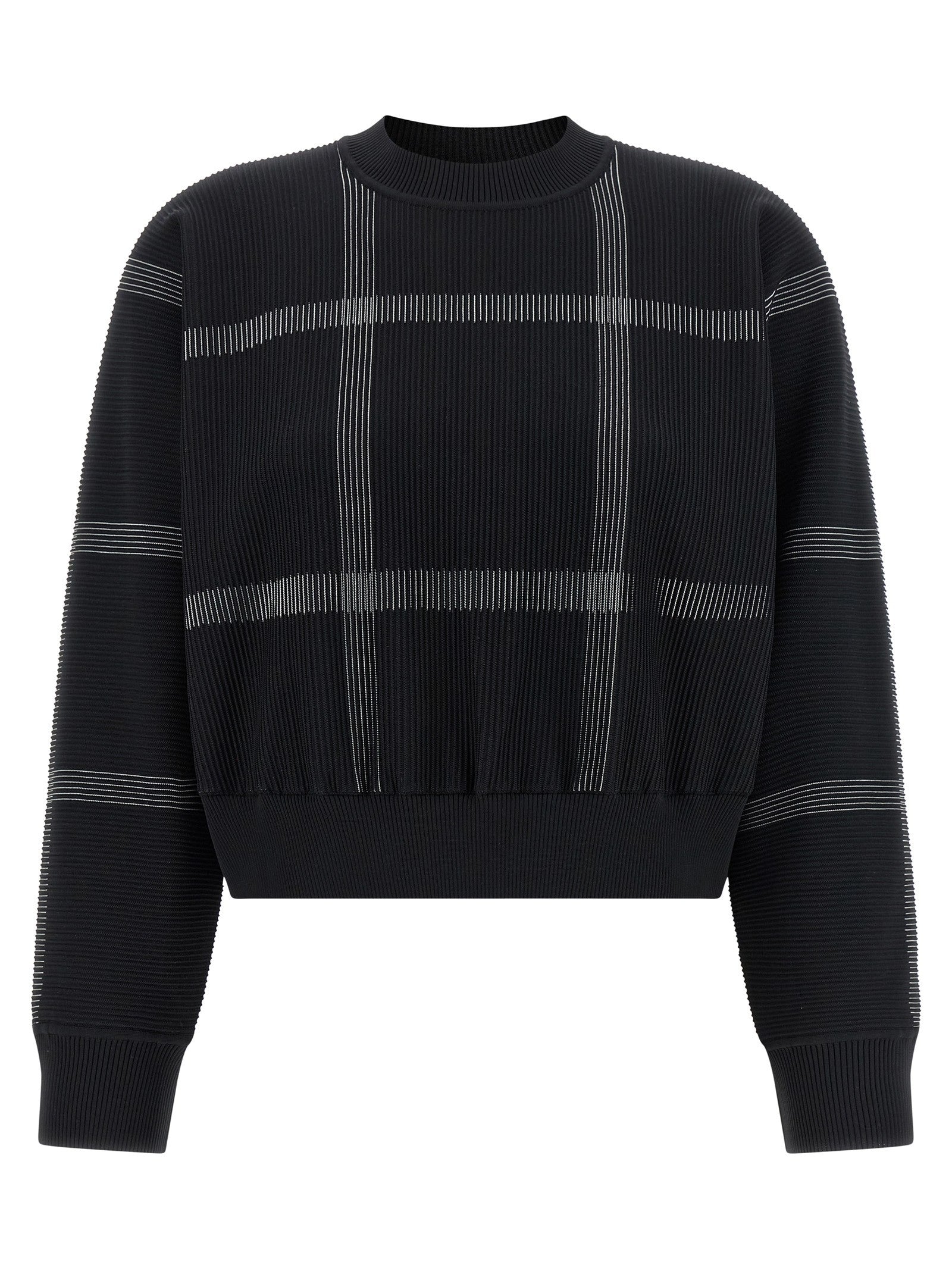 Pleats Please Issey Miyake Crossing Knit Sweater Black
