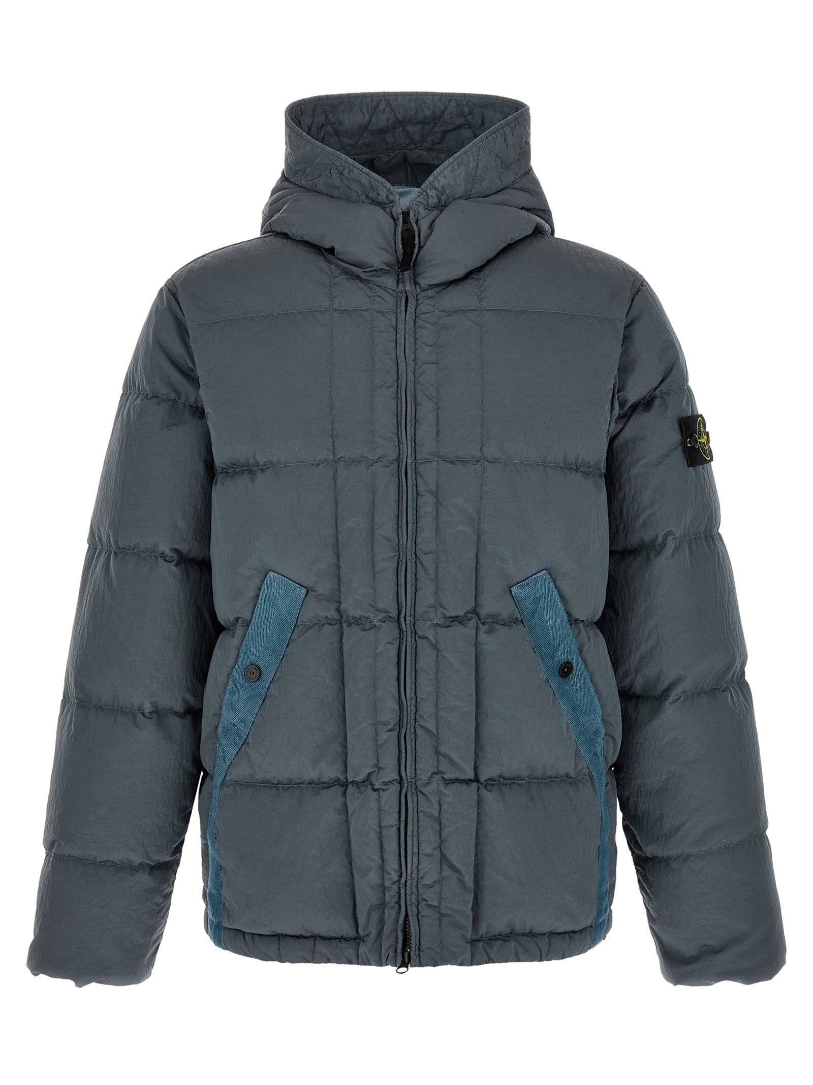 Stone Island Crumpled Effect Down Jacket Grey