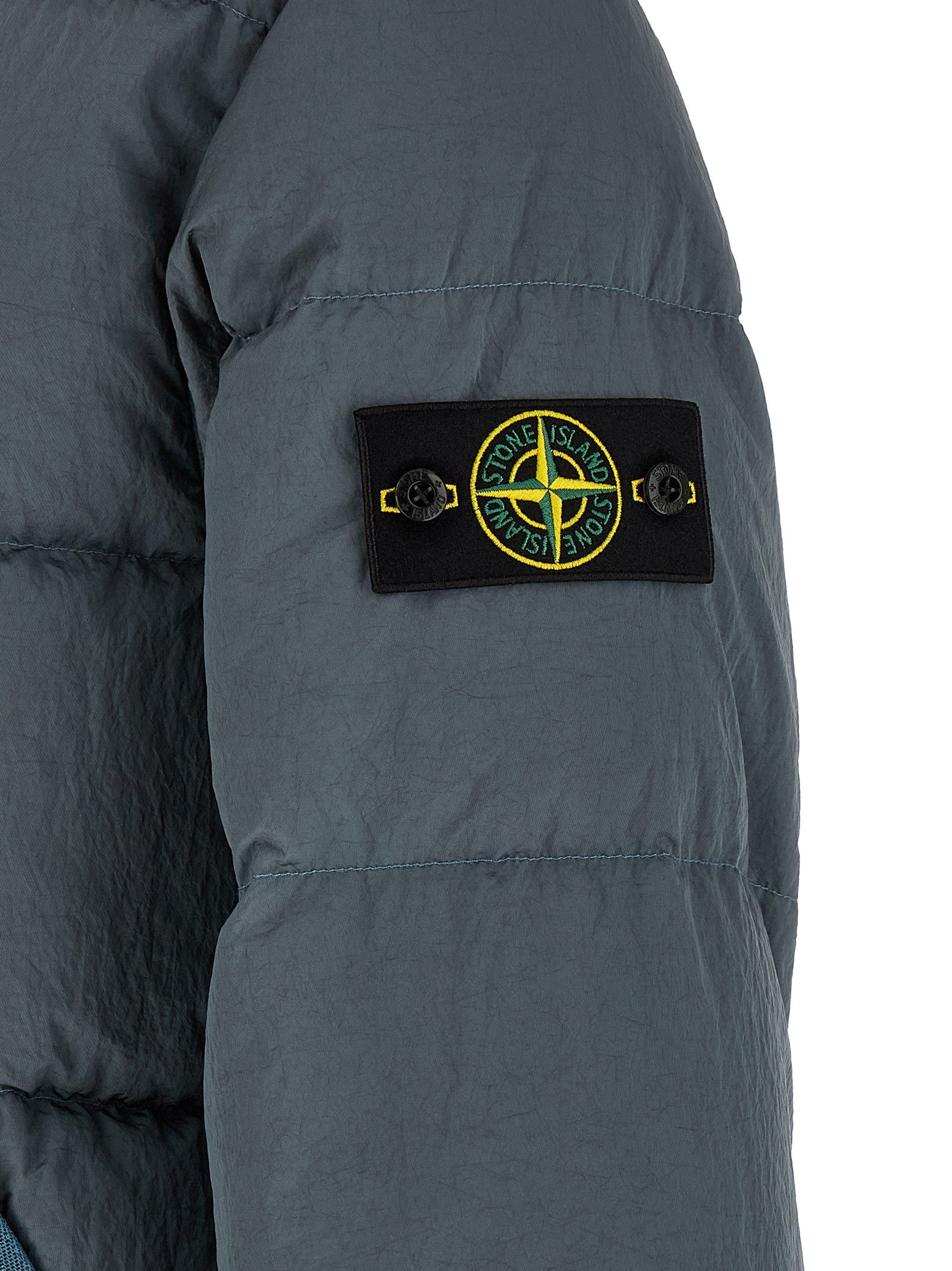 Stone Island Crumpled Effect Down Jacket Grey