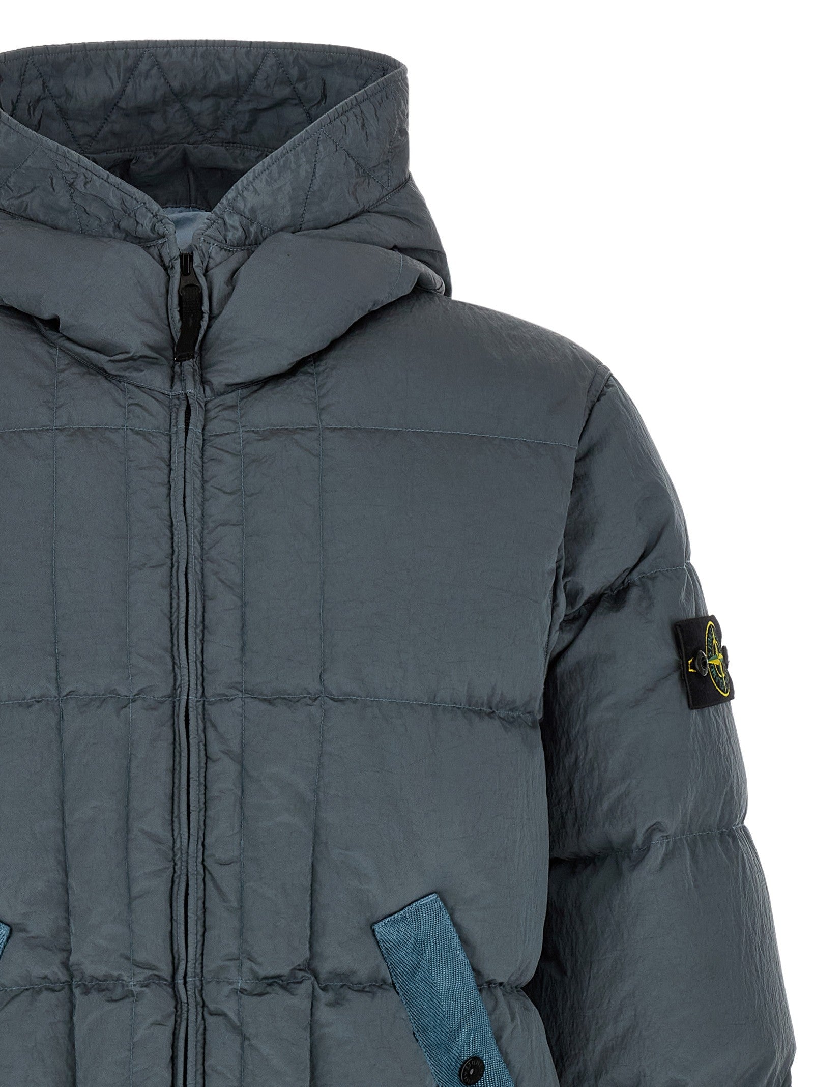 Stone Island Crumpled Effect Down Jacket Grey