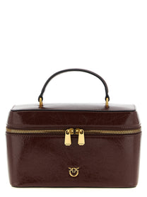 Pinko Crumpled Effect Leather Handbag Brown