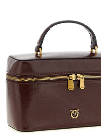 Pinko Crumpled Effect Leather Handbag Brown