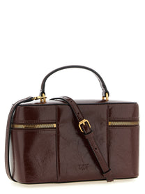 Pinko Crumpled Effect Leather Handbag Brown