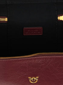 Pinko Crumpled Effect Leather Handbag Red