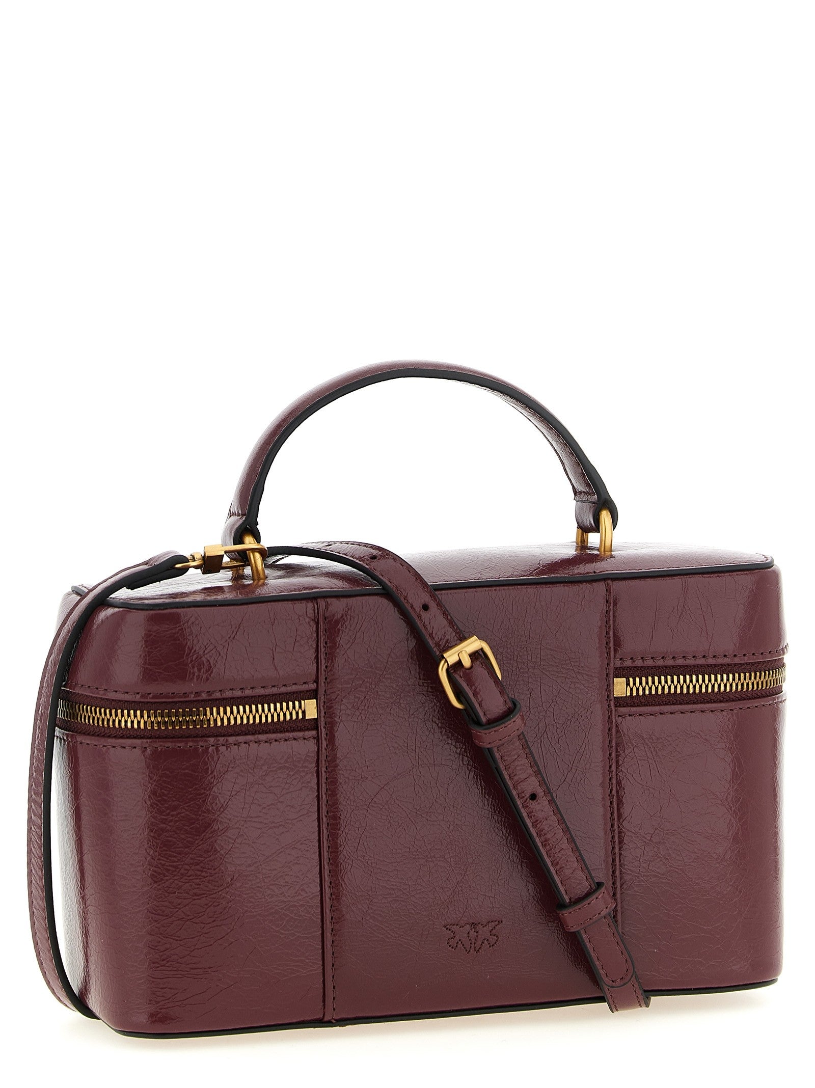 Pinko Crumpled Effect Leather Handbag Red