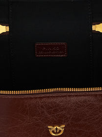 Pinko Crumpled Effect Leather Handbag Brown
