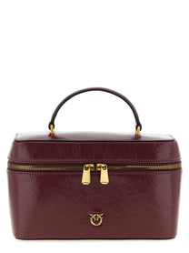 Pinko Crumpled Effect Leather Handbag Red