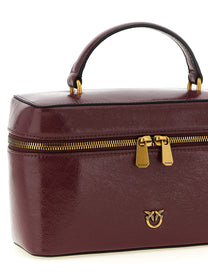Pinko Crumpled Effect Leather Handbag Red
