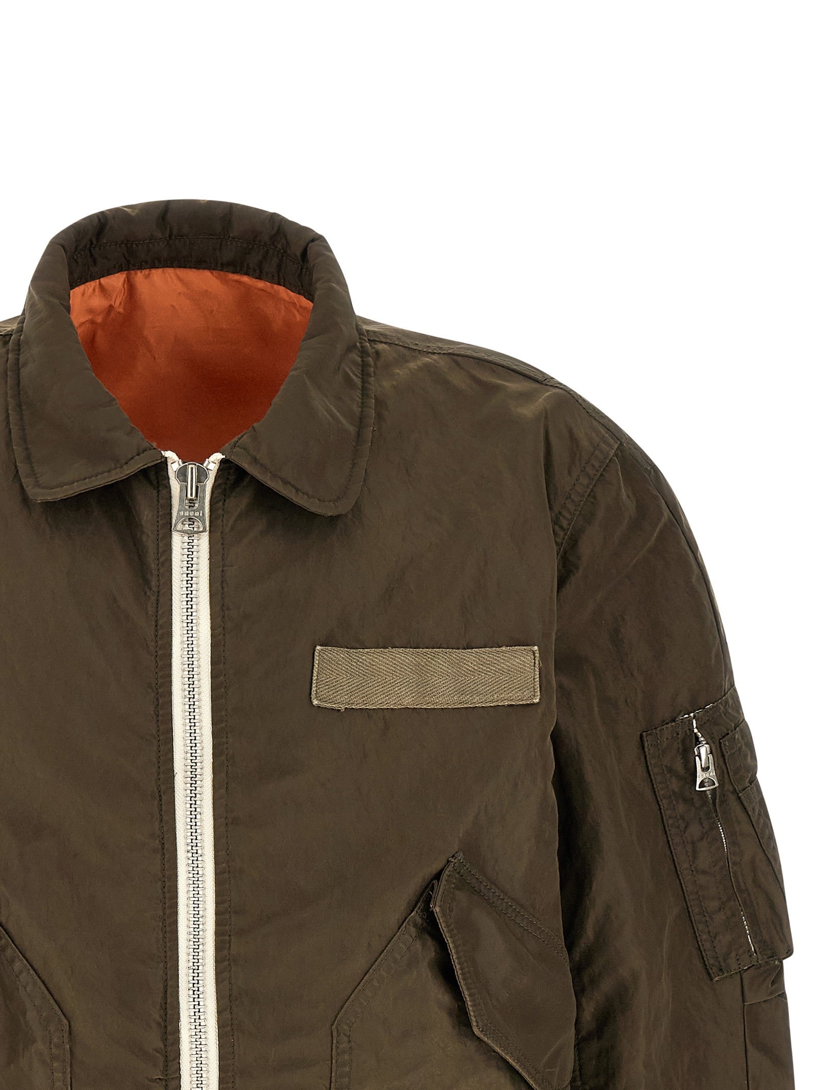 Sacai Crumpled Nylon Jacket Green