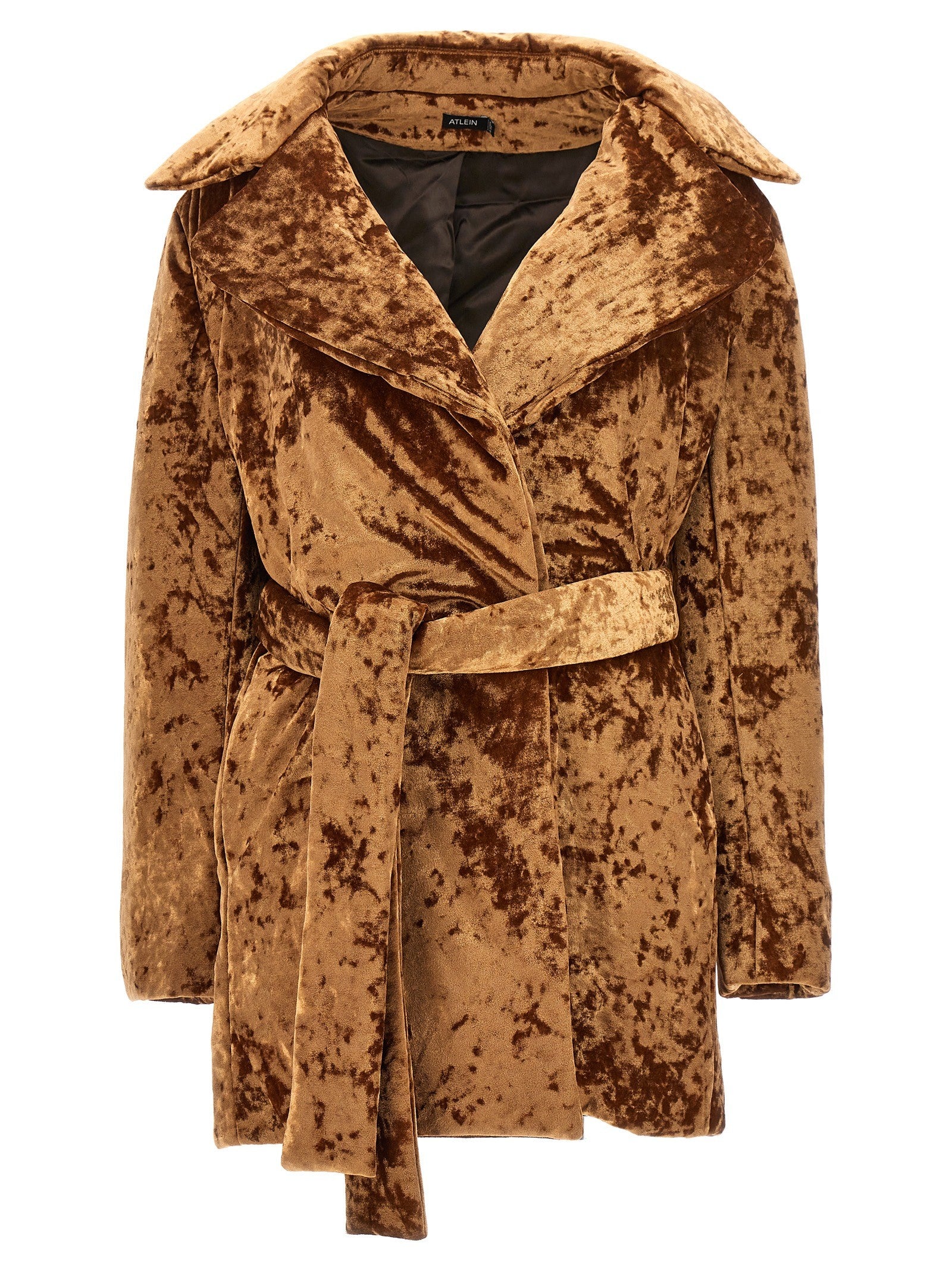Atlein Crushed Velvet Coat Brown