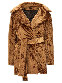 Atlein Crushed Velvet Coat Brown
