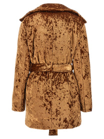 Atlein Crushed Velvet Coat Brown