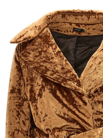 Atlein Crushed Velvet Coat Brown