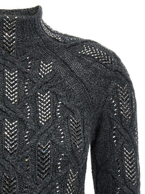 Ermanno Scervino Crystal Braid Sweater Grey, view 3