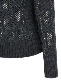 Ermanno Scervino Crystal Braid Sweater Grey, view 4