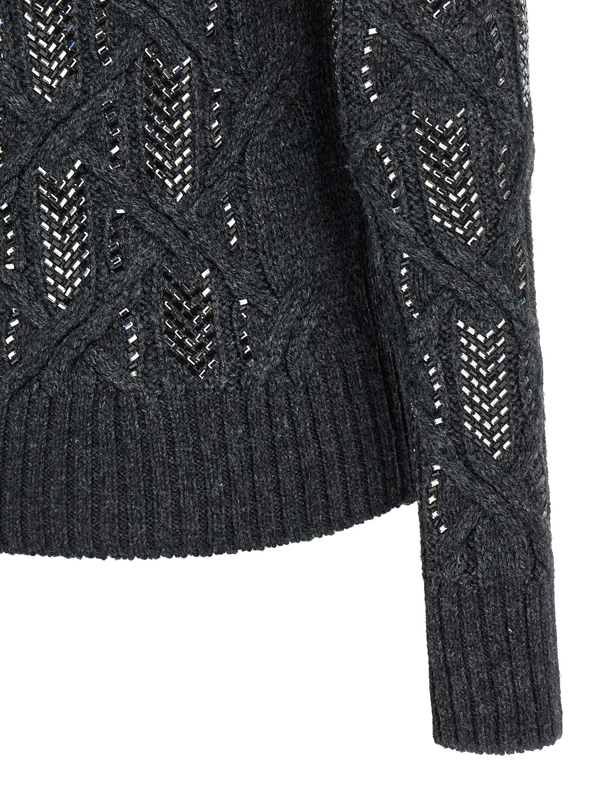 Ermanno Scervino Crystal Braid Sweater Grey, view 4