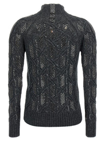 Ermanno Scervino Crystal Braid Sweater Grey, view 2