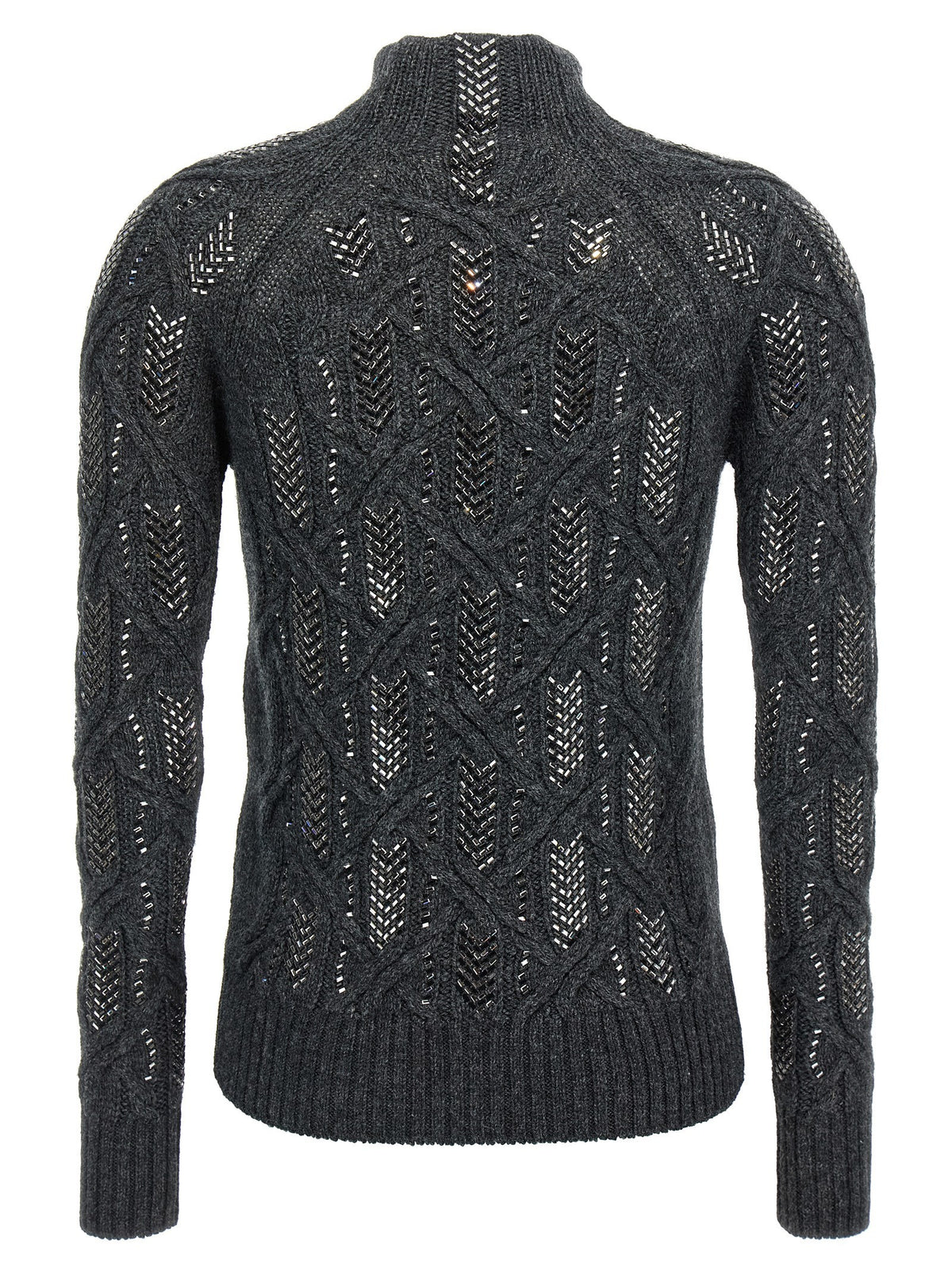 Ermanno Scervino Crystal Braid Sweater Grey, view 2