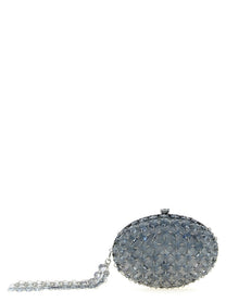 self-portrait Crystal Chain Clutch Grey