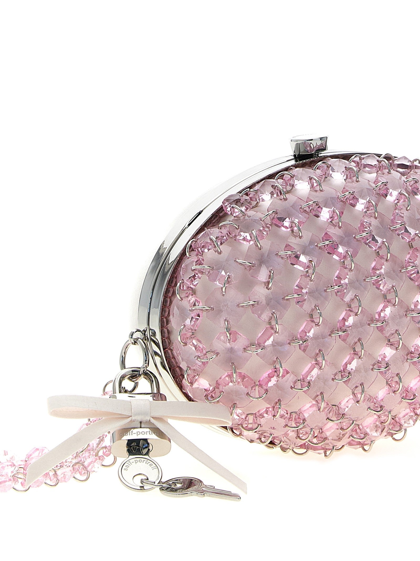 self-portrait Crystal Chain Clutch Blue