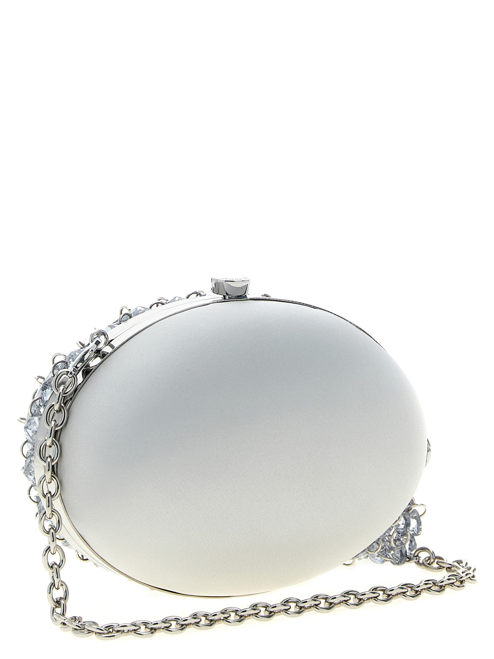 self-portrait Crystal Chain Clutch Grey