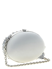self-portrait Crystal Chain Clutch Grey