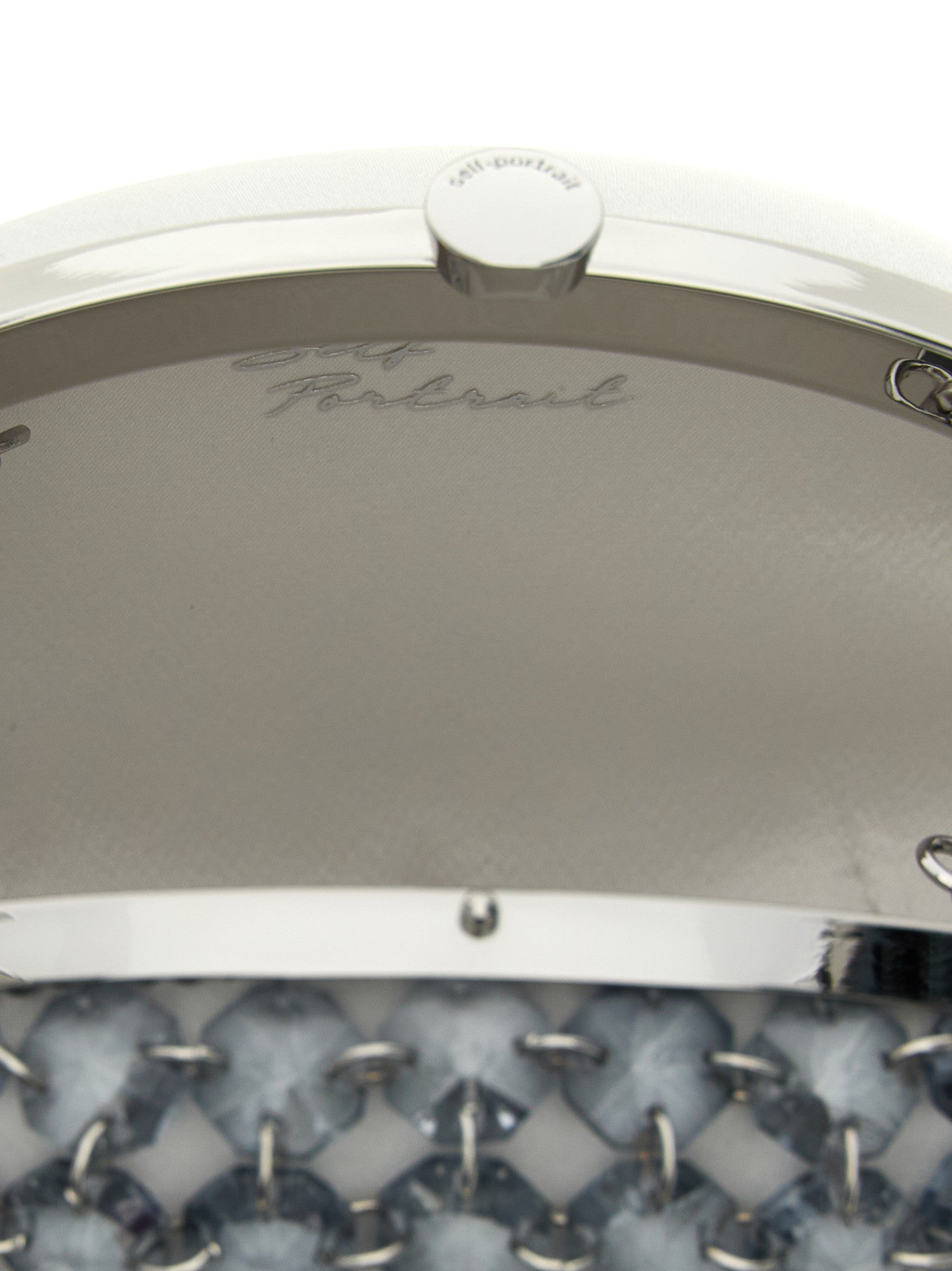 self-portrait Crystal Chain Clutch Grey