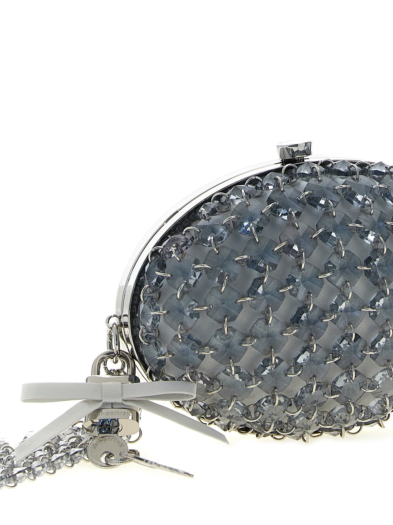 self-portrait Crystal Chain Clutch Grey