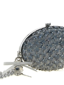 self-portrait Crystal Chain Clutch Grey