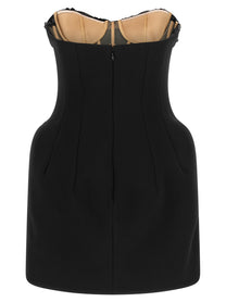 Elisabetta Franchi Crystal Corset Dress Black