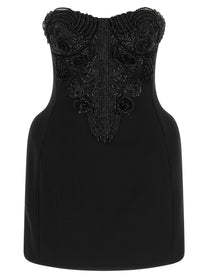 Elisabetta Franchi Crystal Corset Dress Black