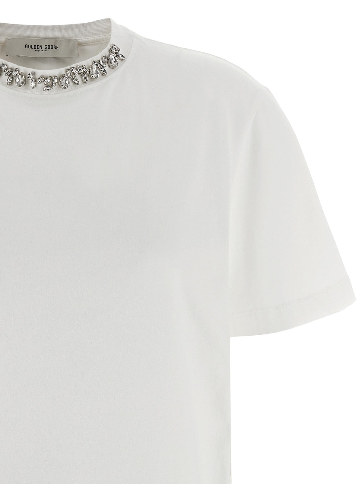 Golden Goose Crystal Crew Neck Shirt White