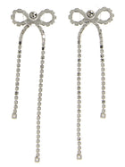 self-portrait Crystal Droplet Bow Earrings Silver, view 2