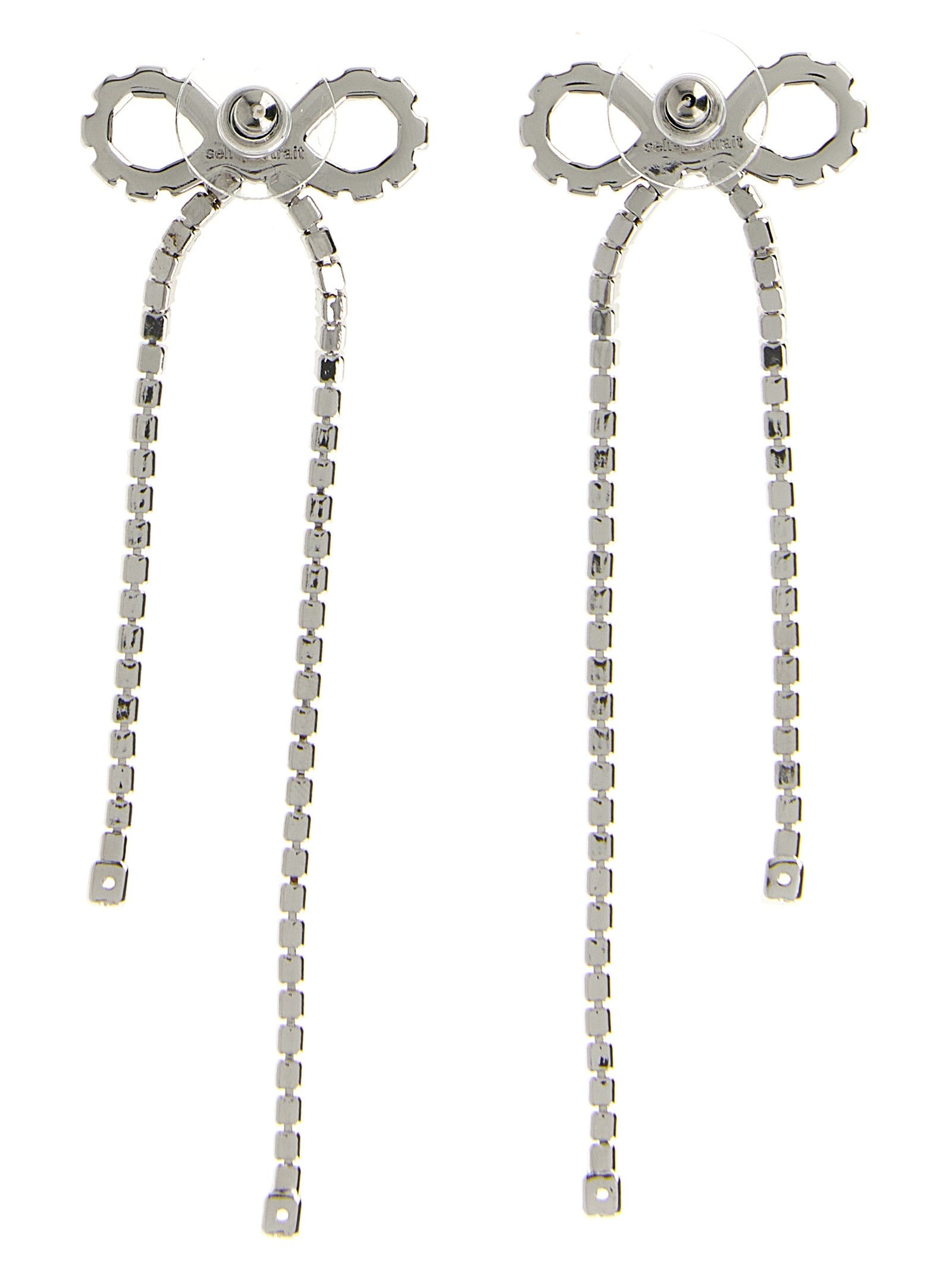 self-portrait Crystal Droplet Bow Earrings Silver