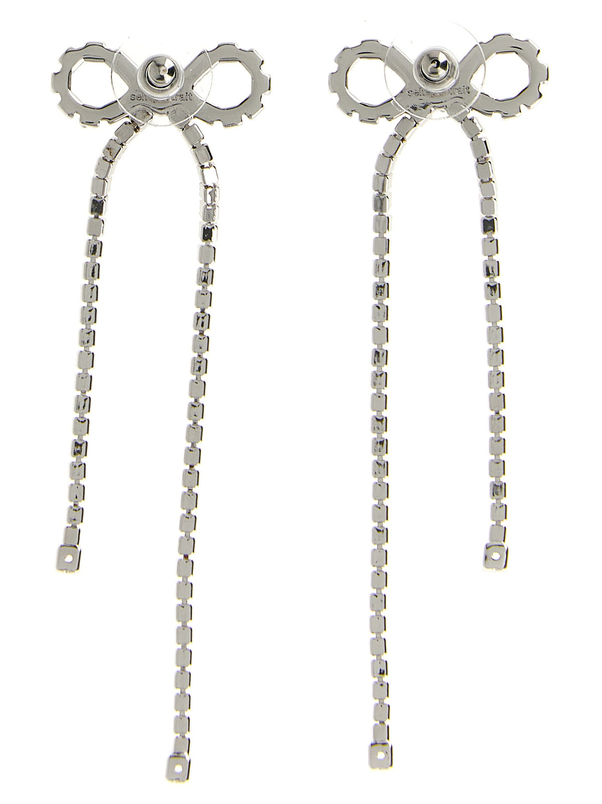 self-portrait Crystal Droplet Bow Earrings Silver, view 2