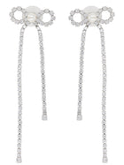 self-portrait Women's Crystal Droplet Bow Earrings Silver