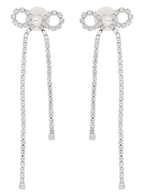 self-portrait Women's Crystal Droplet Bow Earrings Silver