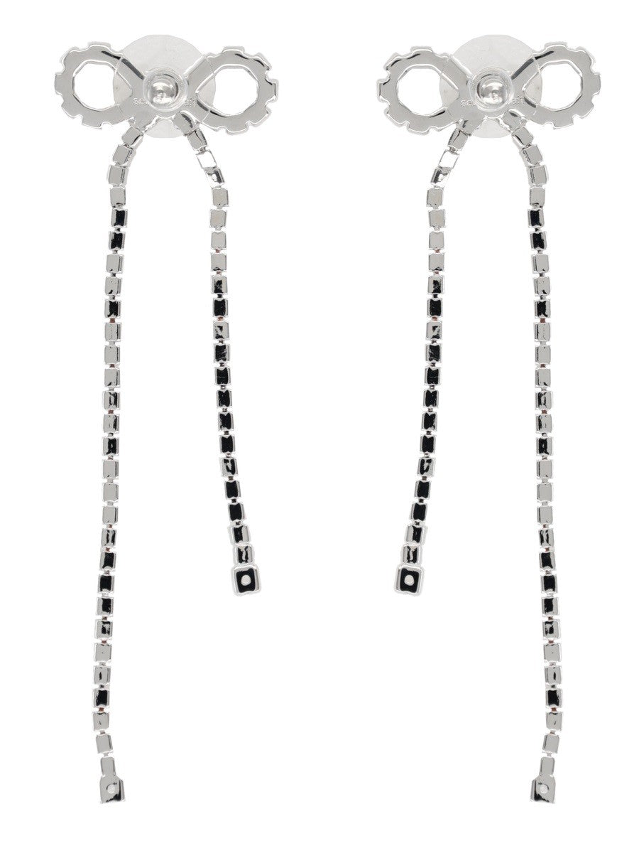 self-portrait Women's Crystal Droplet Bow Earrings Silver