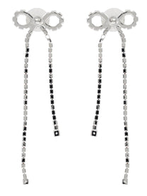 self-portrait Women's Crystal Droplet Bow Earrings Silver