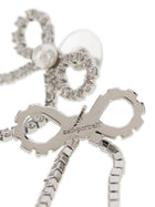 self-portrait Crystal Droplet Bow Earrings Silver, view 3