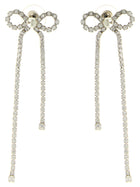 self-portrait Crystal Droplet Bow Earrings Silver