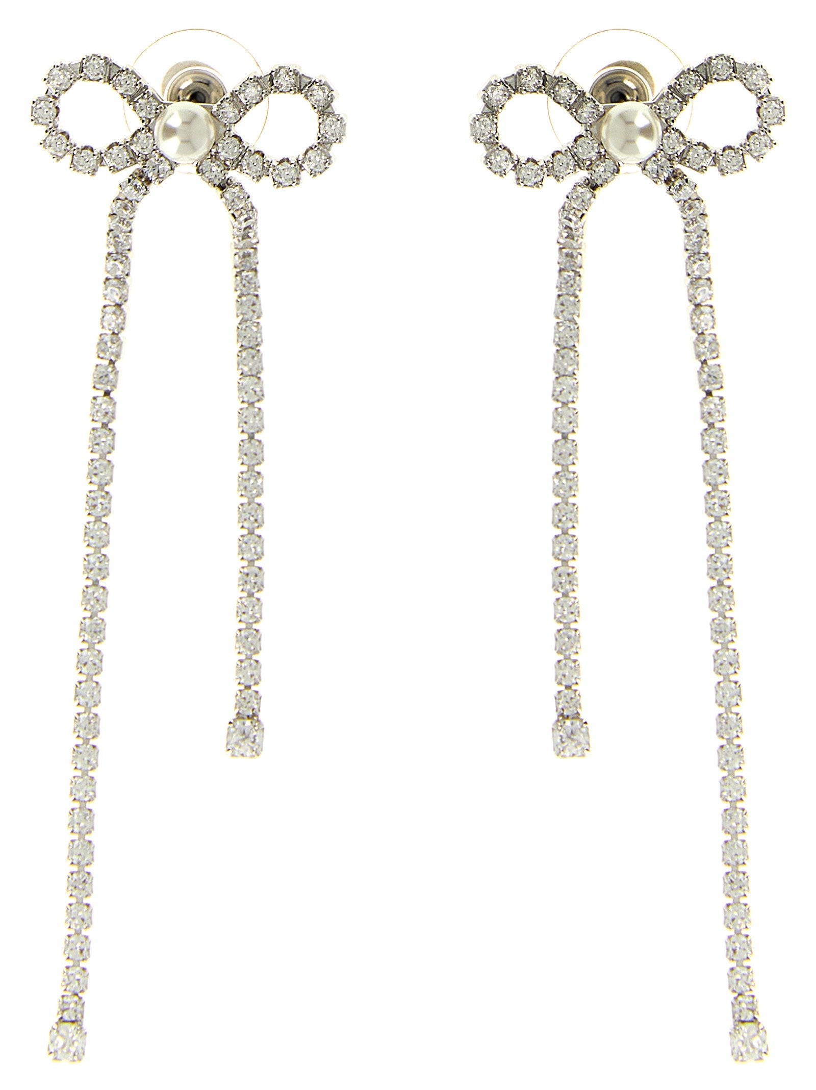 self-portrait Crystal Droplet Bow Earrings Silver