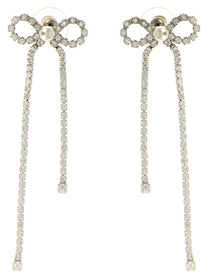 self-portrait Crystal Droplet Bow Earrings Silver
