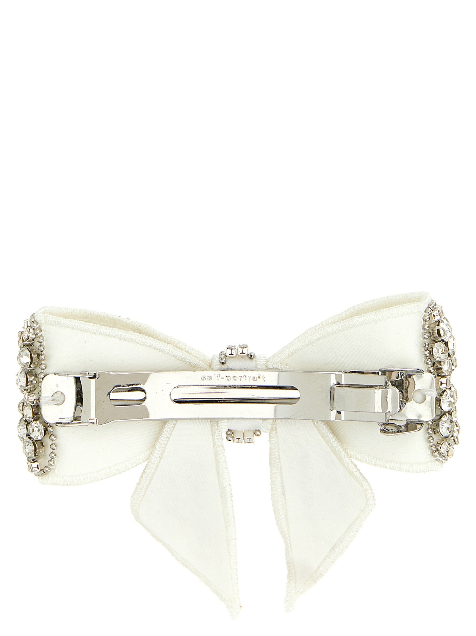 self-portrait Crystal Embellished Bow Hair Clip White