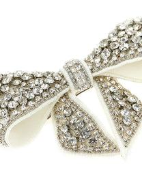 self-portrait Crystal Embellished Bow Hair Clip White