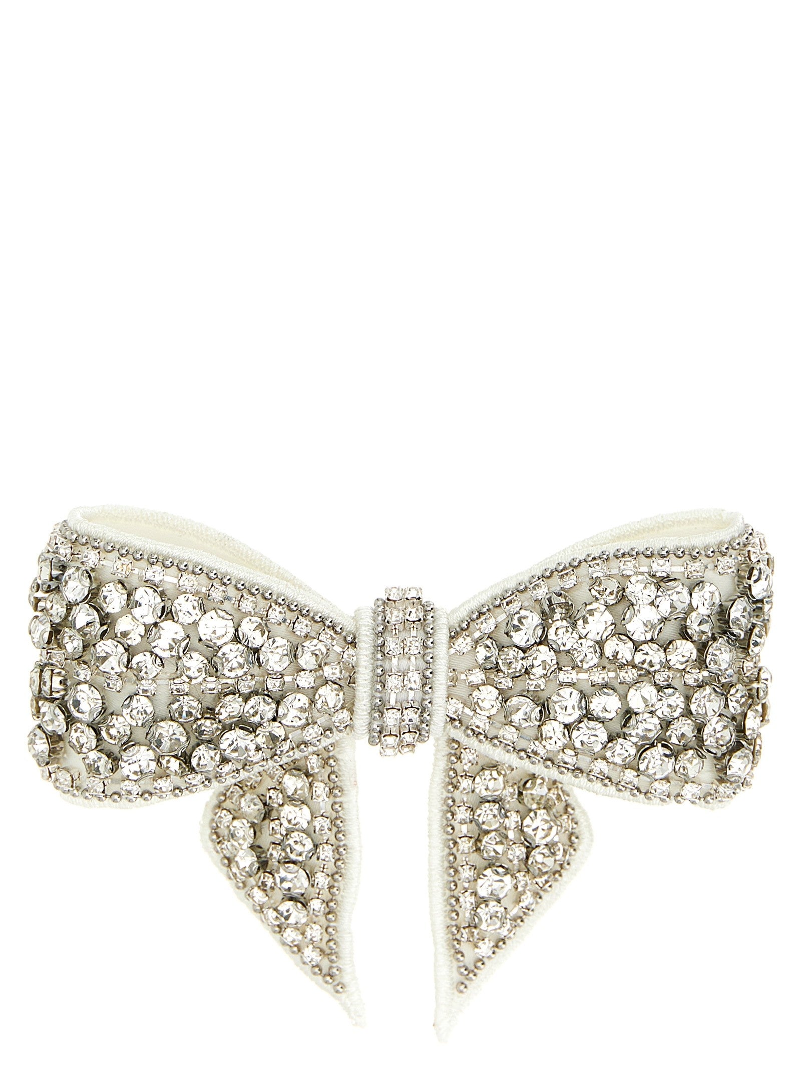 self-portrait Crystal Embellished Bow Hair Clip White