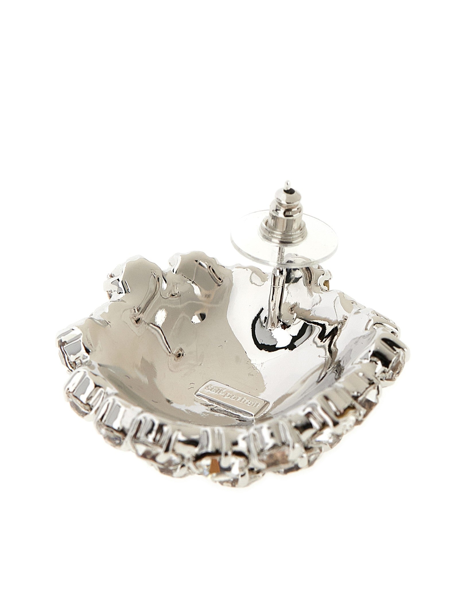 self-portrait Crystal Flower Earrings Silver